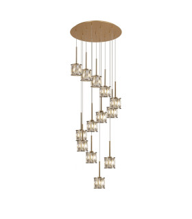 Keene 56cm 13 Light G9 2.5m Round Multiple Pendant French Gold / Clear Crystal Shade-1