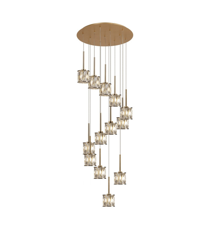 Keene 56cm 13 Light G9 2.5m Round Multiple Pendant French Gold / Clear Crystal Shade-1