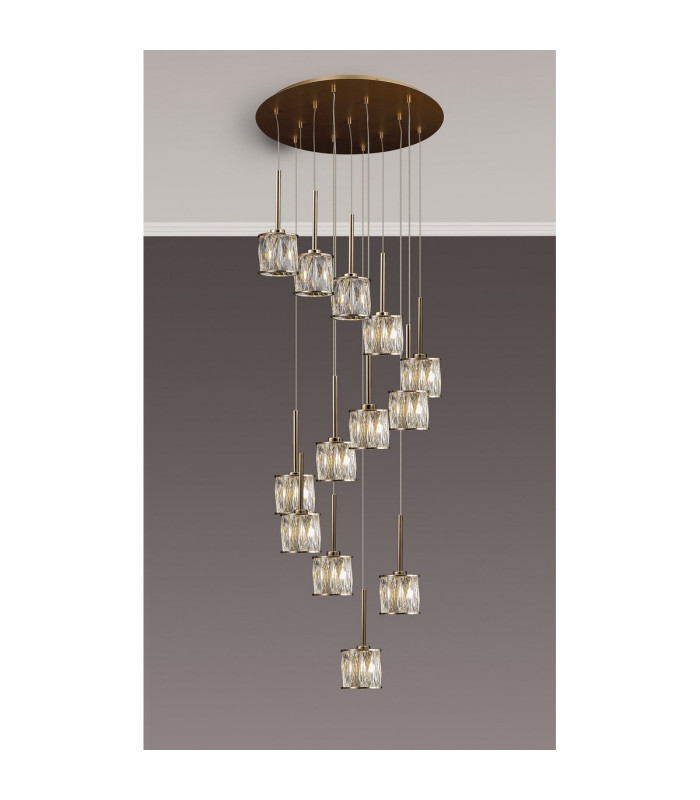 Keene 56cm 13 Light G9 2.5m Round Multiple Pendant French Gold / Clear Crystal Shade-3
