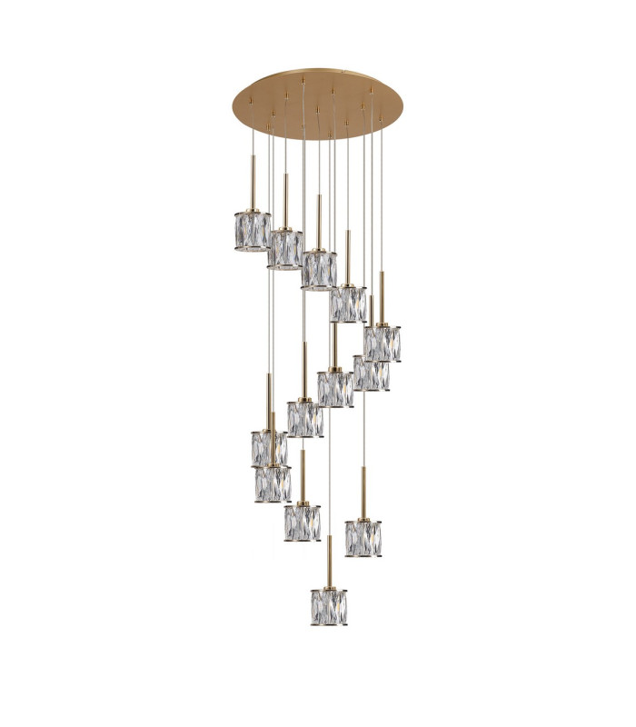 Keene 56cm 13 Light G9 2.5m Round Multiple Pendant French Gold / Clear Crystal Shade-4