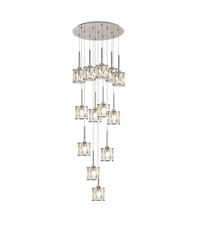 Keene 56cm 13 Light G9 2.5m Round Multiple Pendant Polished Chrome / Clear Crystal Shade-1