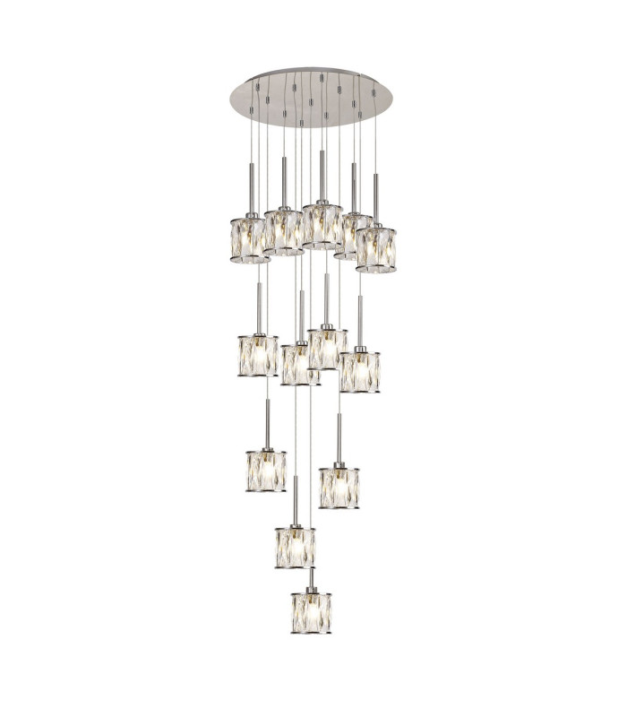 Keene 56cm 13 Light G9 2.5m Round Multiple Pendant Polished Chrome / Clear Crystal Shade-1