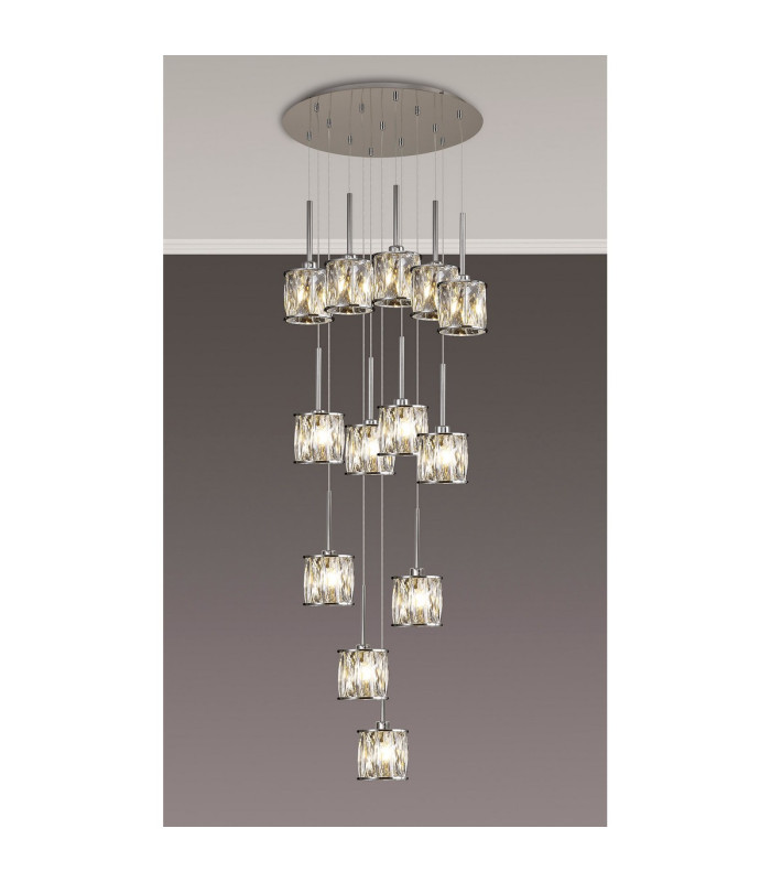 Keene 56cm 13 Light G9 2.5m Round Multiple Pendant Polished Chrome / Clear Crystal Shade-3