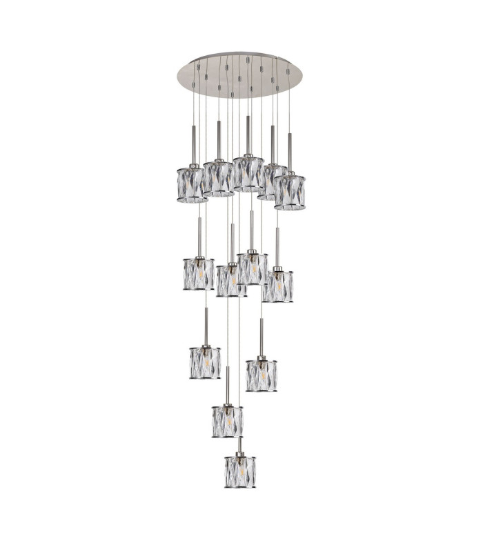 Keene 56cm 13 Light G9 2.5m Round Multiple Pendant Polished Chrome / Clear Crystal Shade-4