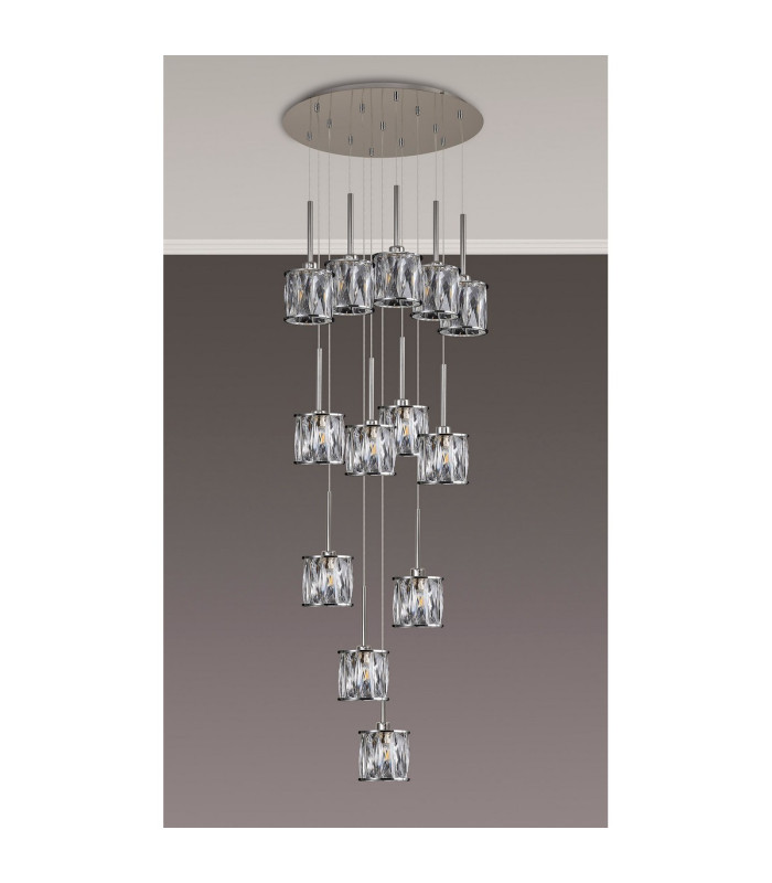 Keene 56cm 13 Light G9 2.5m Round Multiple Pendant Polished Chrome / Clear Crystal Shade-10