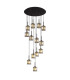 Keene 56cm 13 Light G9 2.5m Round Multiple Pendant Satin Black / Smoke Crystal Shade-1