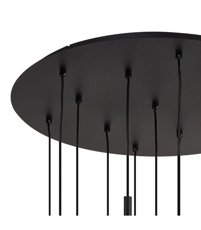 Keene 56cm 13 Light G9 2.5m Round Multiple Pendant Satin Black / Smoke Crystal Shade-5