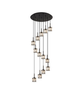 Keene 56cm 13 Light G9 2.5m Round Multiple Pendant Sand Black / Clear Crystal Shade Item Weight: 15.91kg-1