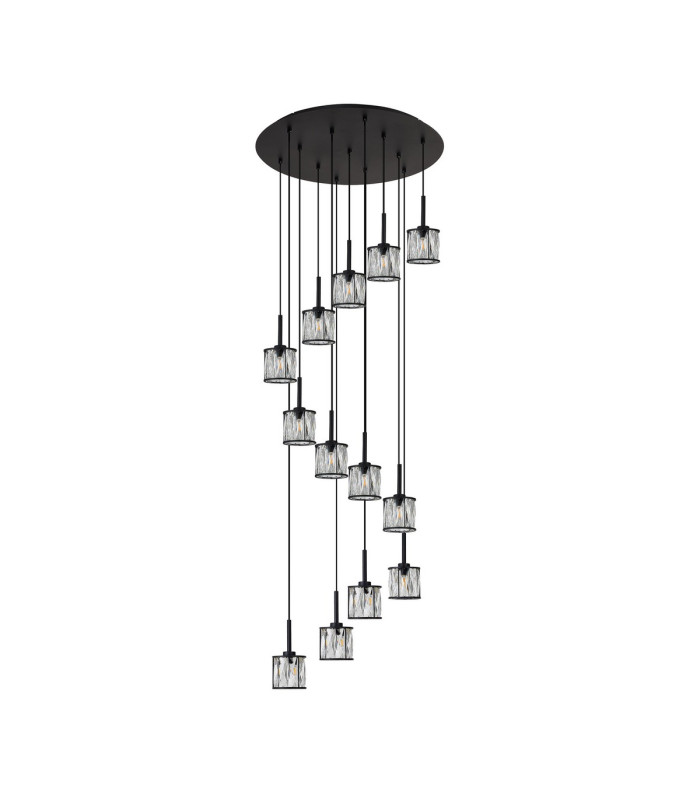 Keene 56cm 13 Light G9 2.5m Round Multiple Pendant Sand Black / Clear Crystal Shade Item Weight: 15.91kg-4