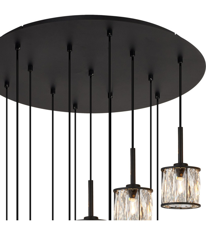 Keene 56cm 13 Light G9 2.5m Round Multiple Pendant Sand Black / Clear Crystal Shade Item Weight: 15.91kg-5