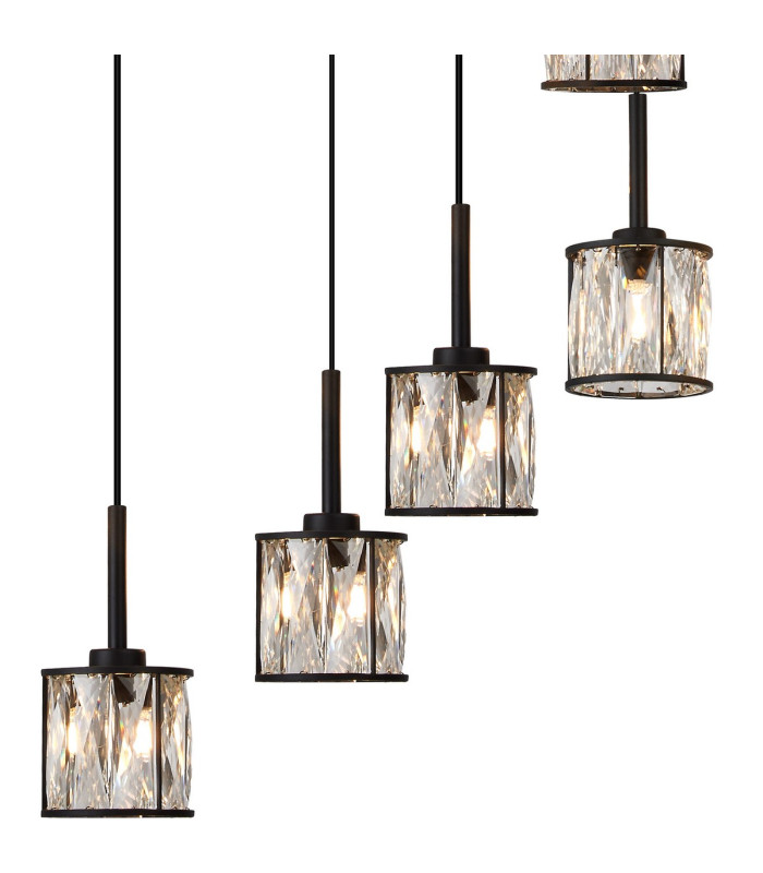 Keene 56cm 13 Light G9 2.5m Round Multiple Pendant Sand Black / Clear Crystal Shade Item Weight: 15.91kg-7