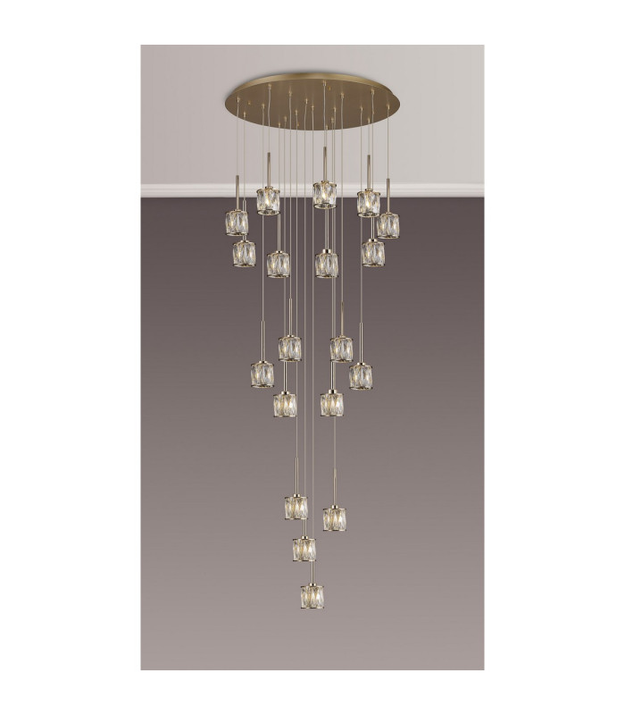 Keene 76.8cm 19 Light G9 3.5m Round Multiple Pendant French Gold / Clear Crystal Shade Item Weight: 25.1kg-3