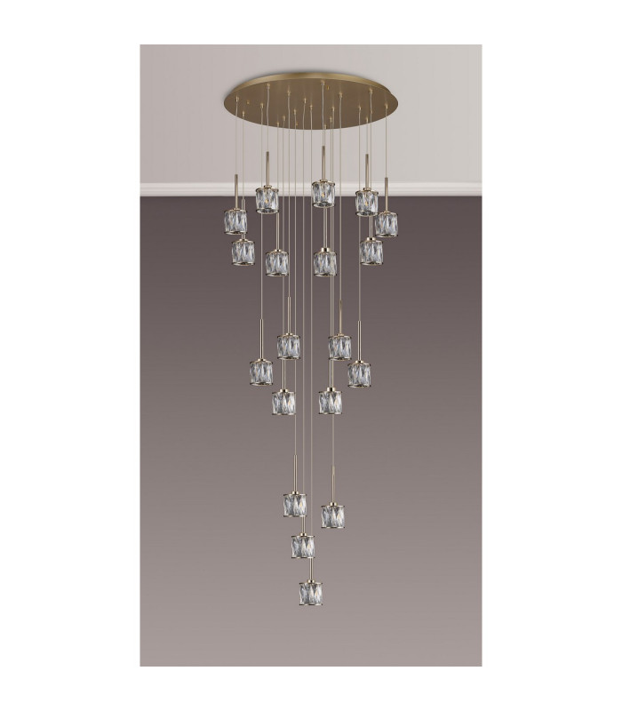 Keene 76.8cm 19 Light G9 3.5m Round Multiple Pendant French Gold / Clear Crystal Shade Item Weight: 25.1kg-9
