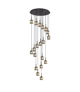 Keene 76.8cm 19 Light G9 3.5m Round Multiple Pendant Satin Black / Smoke Crystal Shade Item Weight: 25.1kg-1