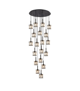 Keene 76.8cm 19 Light G9 3.5m Round Multiple Pendant Sand Black / Clear Crystal Shade Item Weight: 25.1kg-1