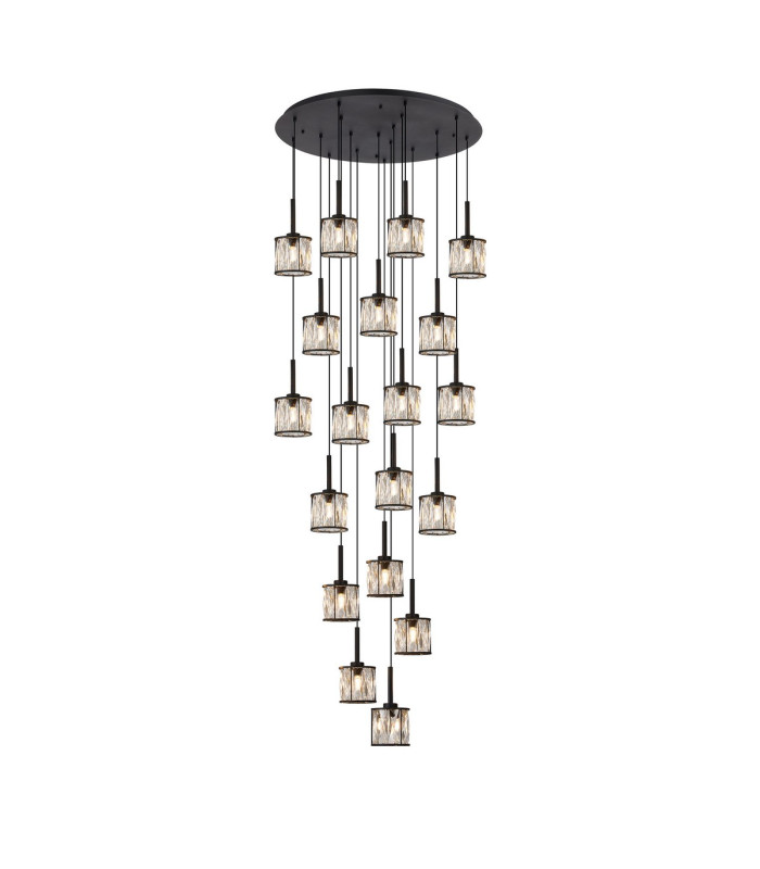 Keene 76.8cm 19 Light G9 3.5m Round Multiple Pendant Sand Black / Clear Crystal Shade Item Weight: 25.1kg-1