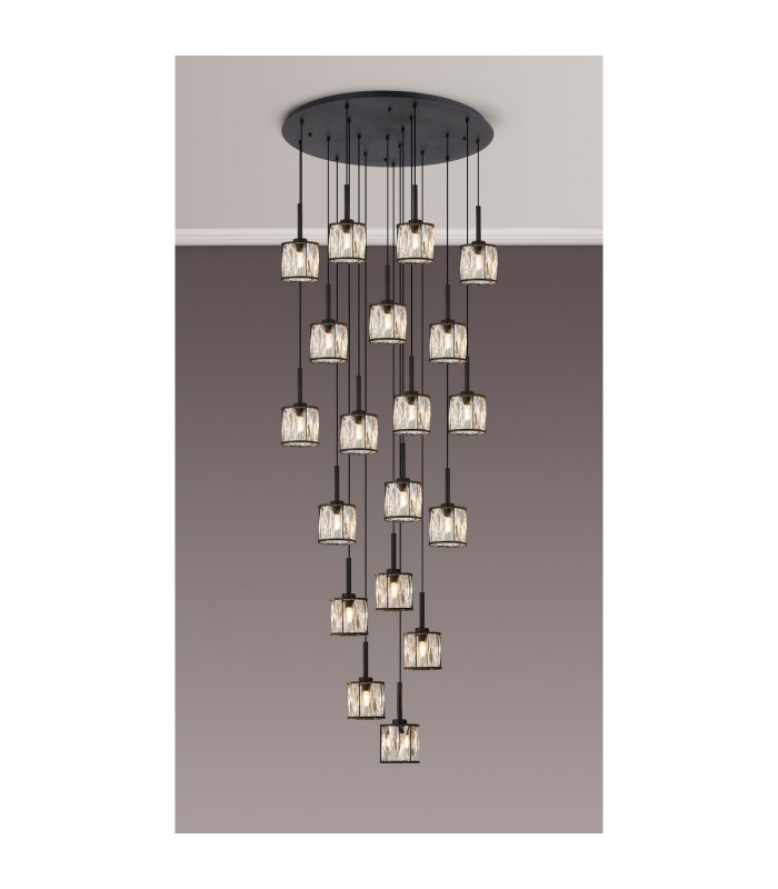 Keene 76.8cm 19 Light G9 3.5m Round Multiple Pendant Sand Black / Clear Crystal Shade Item Weight: 25.1kg-3