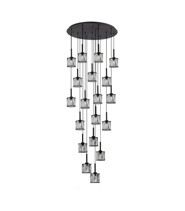 Keene 76.8cm 19 Light G9 3.5m Round Multiple Pendant Sand Black / Clear Crystal Shade Item Weight: 25.1kg-4