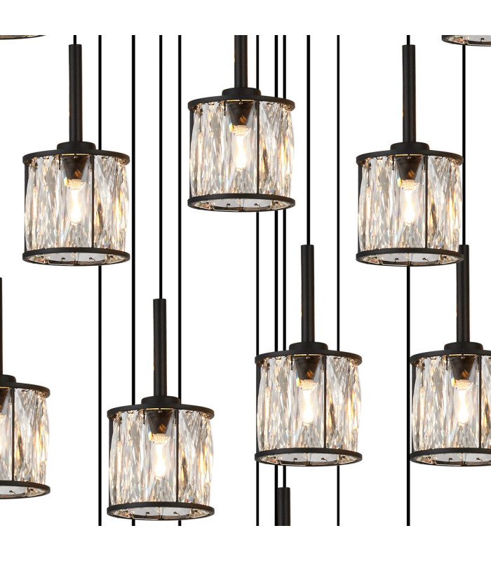 Keene 76.8cm 19 Light G9 3.5m Round Multiple Pendant Sand Black / Clear Crystal Shade Item Weight: 25.1kg-6