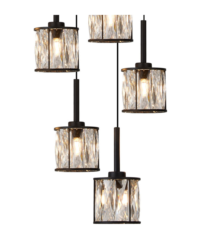 Keene 76.8cm 19 Light G9 3.5m Round Multiple Pendant Sand Black / Clear Crystal Shade Item Weight: 25.1kg-7