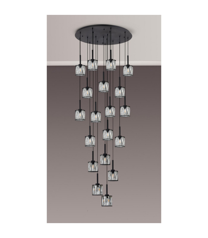 Keene 76.8cm 19 Light G9 3.5m Round Multiple Pendant Sand Black / Clear Crystal Shade Item Weight: 25.1kg-12