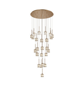 Keene 87.8cm 24 Light G9 5m Round Multiple Pendant French Gold / Clear Crystal Shade Item Weight: 32.4kg-1