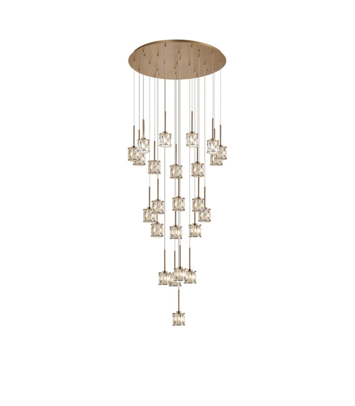 Keene 87.8cm 24 Light G9 5m Round Multiple Pendant French Gold / Clear Crystal Shade Item Weight: 32.4kg-1