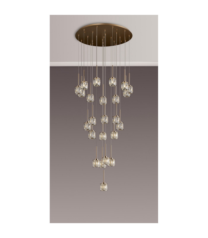 Keene 87.8cm 24 Light G9 5m Round Multiple Pendant French Gold / Clear Crystal Shade Item Weight: 32.4kg-3