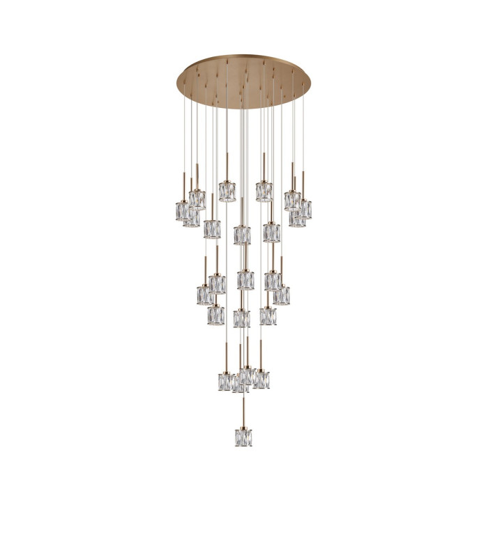 Keene 87.8cm 24 Light G9 5m Round Multiple Pendant French Gold / Clear Crystal Shade Item Weight: 32.4kg-4