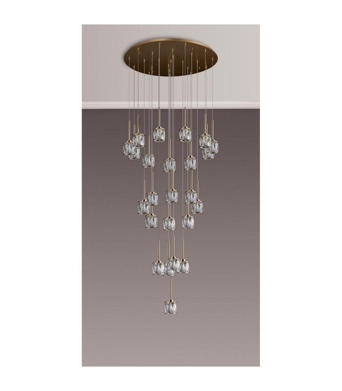Keene 87.8cm 24 Light G9 5m Round Multiple Pendant French Gold / Clear Crystal Shade Item Weight: 32.4kg-9