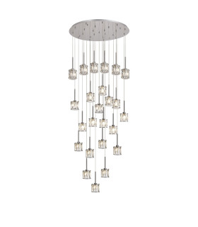 Keene 87.8cm 24 Light G9 5m Round Multiple Pendant Polished Chrome / Clear Crystal Shade Item Weight: 32.4kg-1