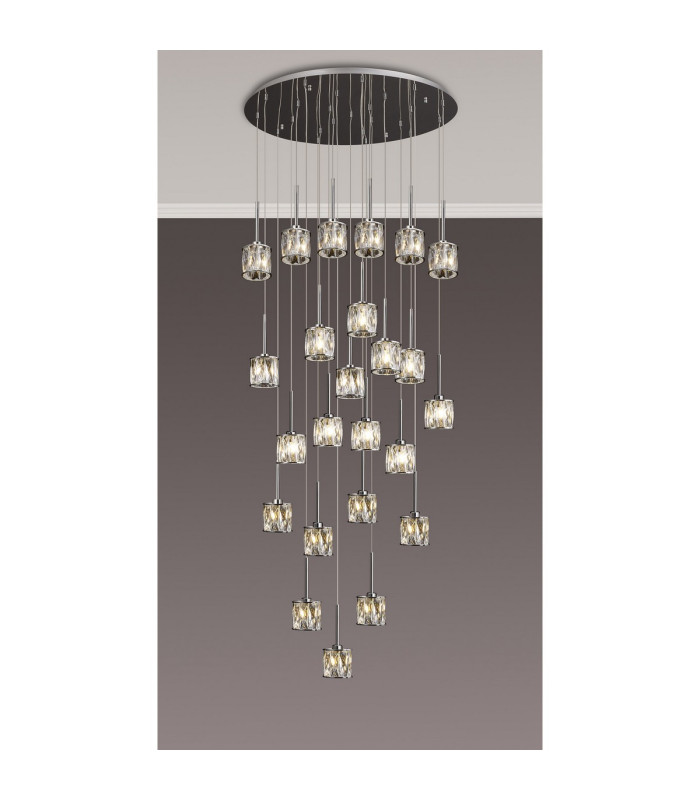 Keene 87.8cm 24 Light G9 5m Round Multiple Pendant Polished Chrome / Clear Crystal Shade Item Weight: 32.4kg-3