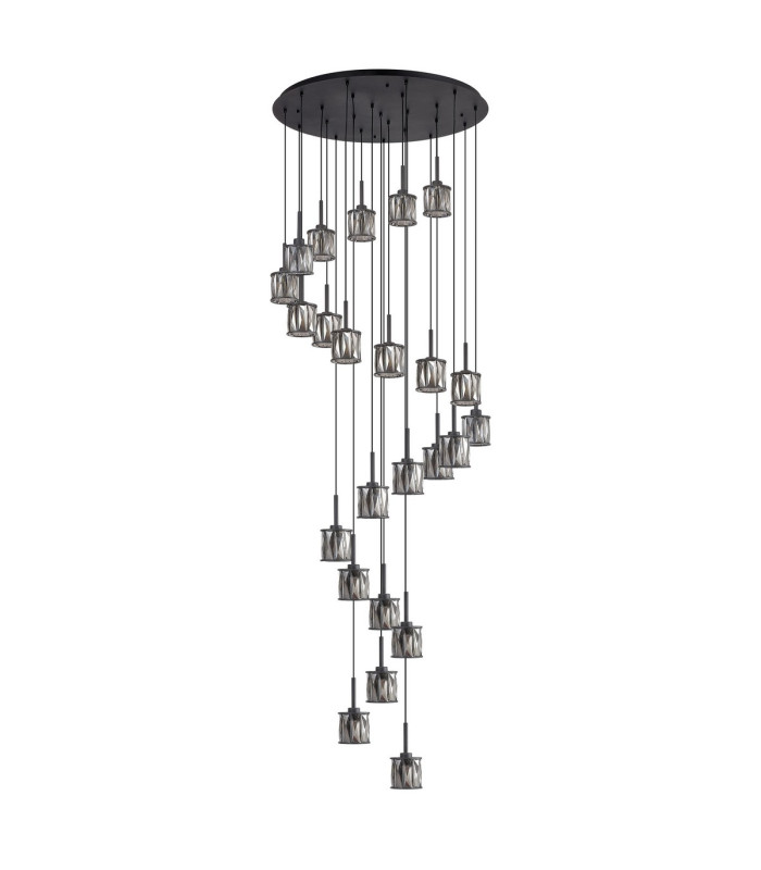 Keene 87.8cm 24 Light G9 5m Round Multiple Pendant Satin Black / Smoke Crystal Shade Item Weight: 32.4kg-5