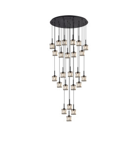 Keene 87.8cm 24 Light G9 5m Round Multiple Pendant Sand Black / Clear Crystal Shade Item Weight: 32.4kg-1