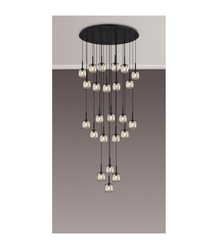Keene 87.8cm 24 Light G9 5m Round Multiple Pendant Sand Black / Clear Crystal Shade Item Weight: 32.4kg-3