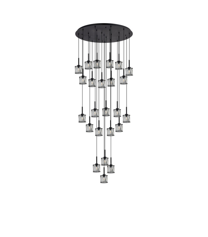 Keene 87.8cm 24 Light G9 5m Round Multiple Pendant Sand Black / Clear Crystal Shade Item Weight: 32.4kg-4
