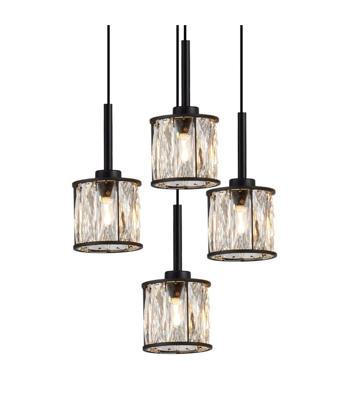 Keene 87.8cm 24 Light G9 5m Round Multiple Pendant Sand Black / Clear Crystal Shade Item Weight: 32.4kg-8