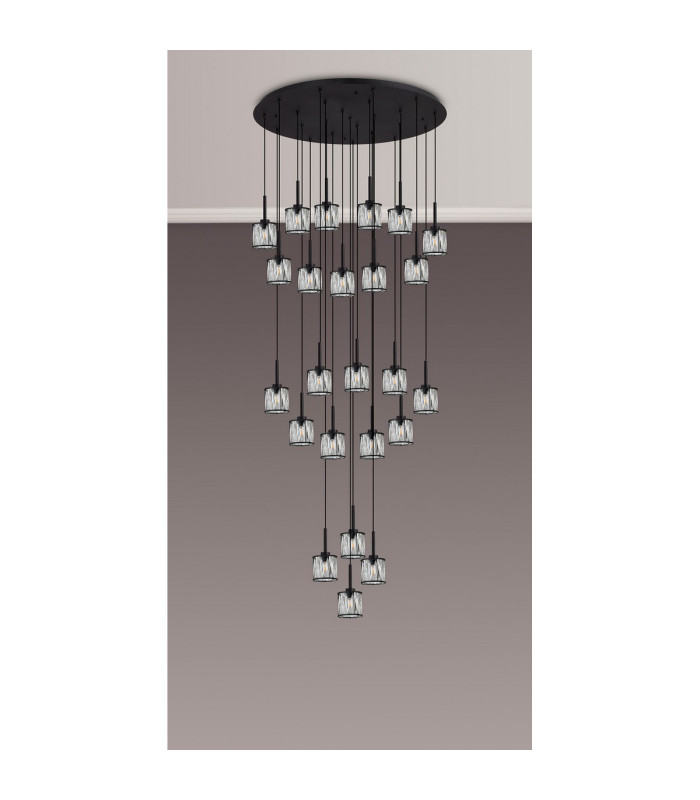 Keene 87.8cm 24 Light G9 5m Round Multiple Pendant Sand Black / Clear Crystal Shade Item Weight: 32.4kg-13