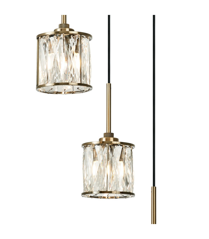 Keene 30cm 3 Light G9 2m Round Pendant Antique Brass / Clear Crystal Shade-6