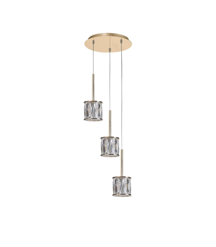 Keene 30cm 3 Light G9 2m Round Pendant French Gold / Clear Crystal Shade-4