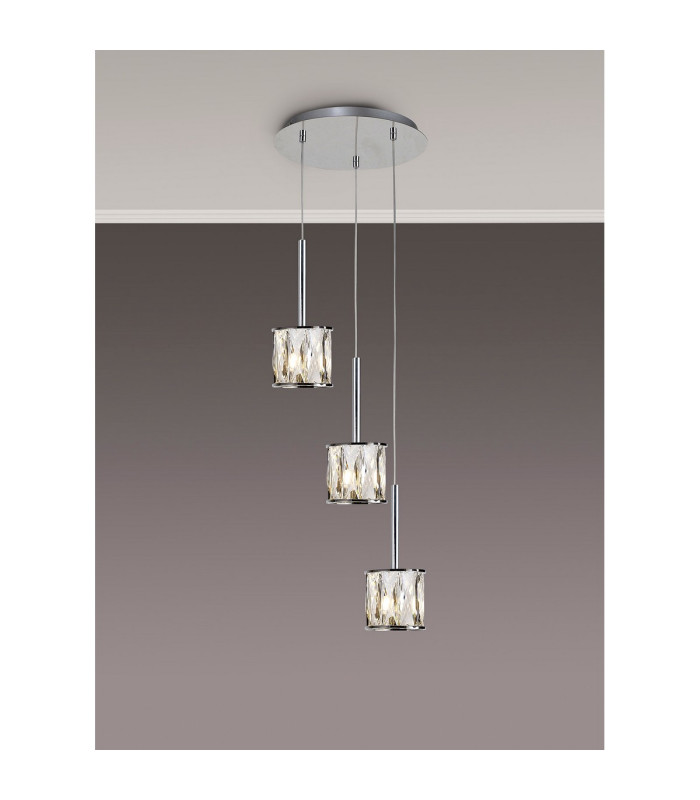 Keene 30cm 3 Light G9 2m Round Pendant Polished Chrome / Clear Crystal Shade-3