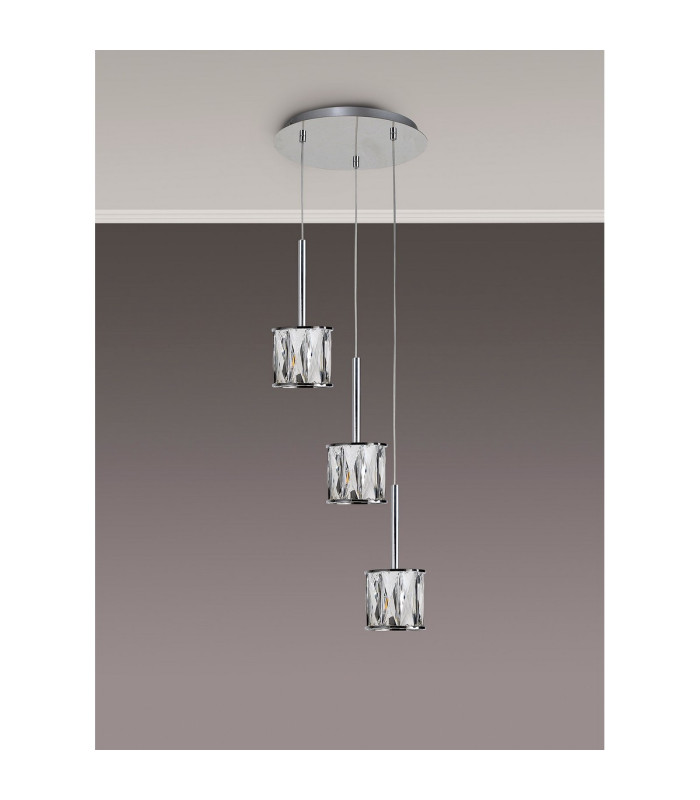 Keene 30cm 3 Light G9 2m Round Pendant Polished Chrome / Clear Crystal Shade-10