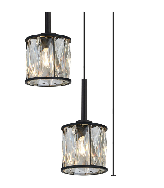 Keene 30cm 3 Light G9 2m Round Pendant Sand Black / Clear Crystal Shade-6