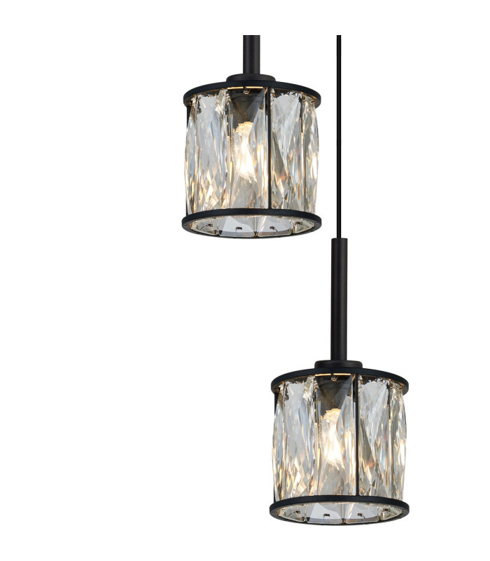 Keene 30cm 3 Light G9 2m Round Pendant Sand Black / Clear Crystal Shade-7
