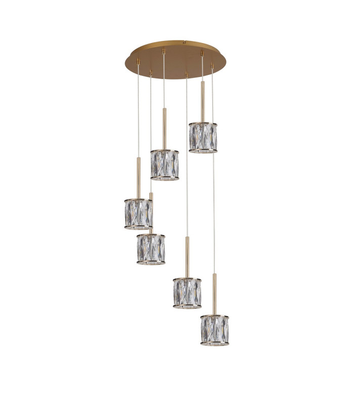 Keene 40cm 6 Light G9 2.5m Round Multiple Pendant French Gold / Clear Crystal Shade-4