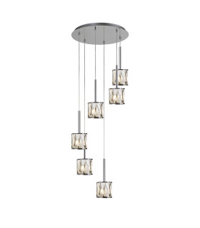 Keene 40cm 6 Light G9 2.5m Round Multiple Pendant Polished Chrome / Clear Crystal Shade-1