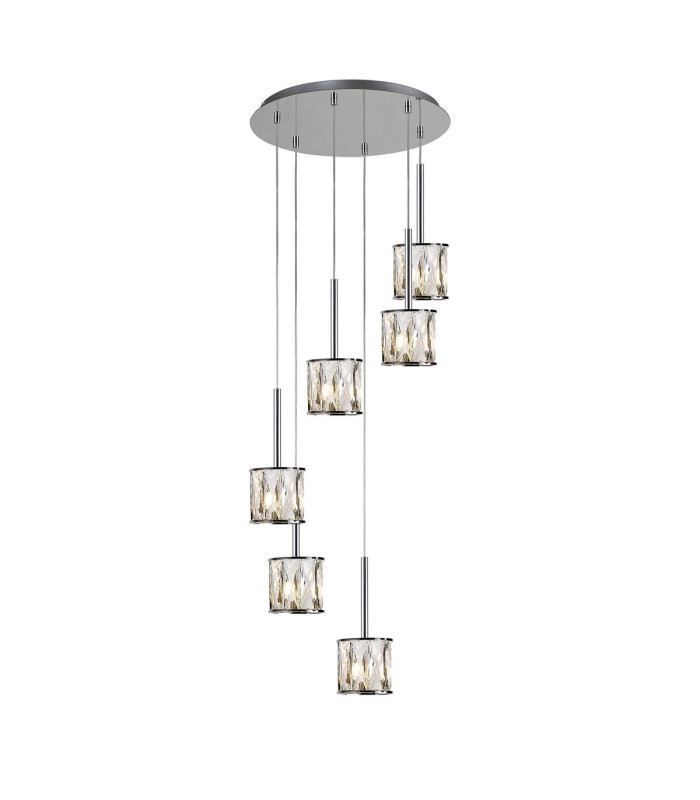 Keene 40cm 6 Light G9 2.5m Round Multiple Pendant Polished Chrome / Clear Crystal Shade-1