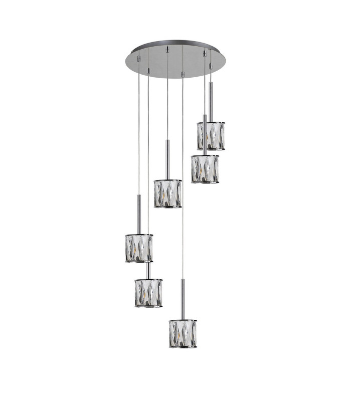 Keene 40cm 6 Light G9 2.5m Round Multiple Pendant Polished Chrome / Clear Crystal Shade-3