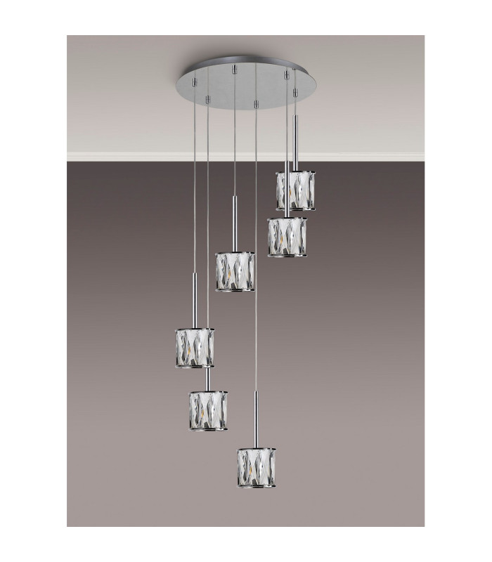 Keene 40cm 6 Light G9 2.5m Round Multiple Pendant Polished Chrome / Clear Crystal Shade-9