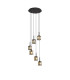 Keene 40cm 6 Light G9 2.5m Round Multiple Pendant Satin Black / Smoke Crystal Shade-1
